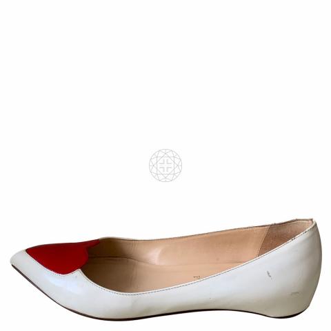 Christian louboutin white clearance flats